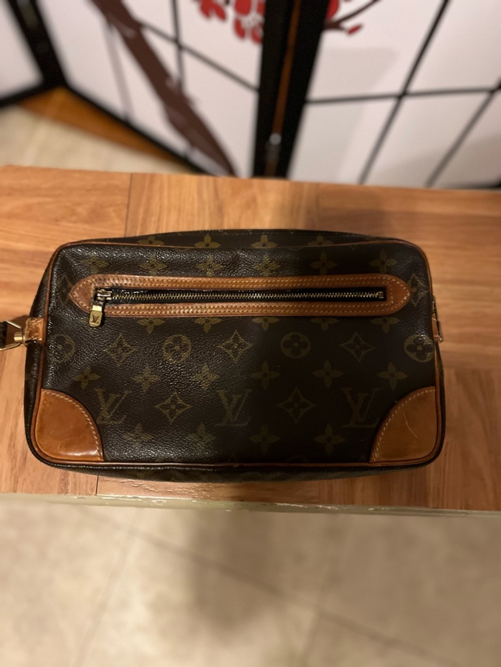 Louis Vuitton Brown Monogram Canvas Toiletry Pouch with Tan Trim